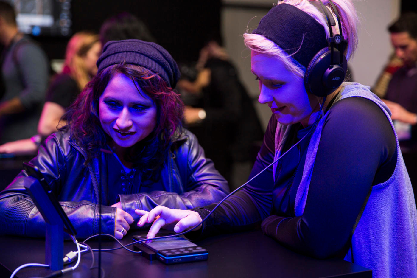Two women trying Lightpad Block & NOISE